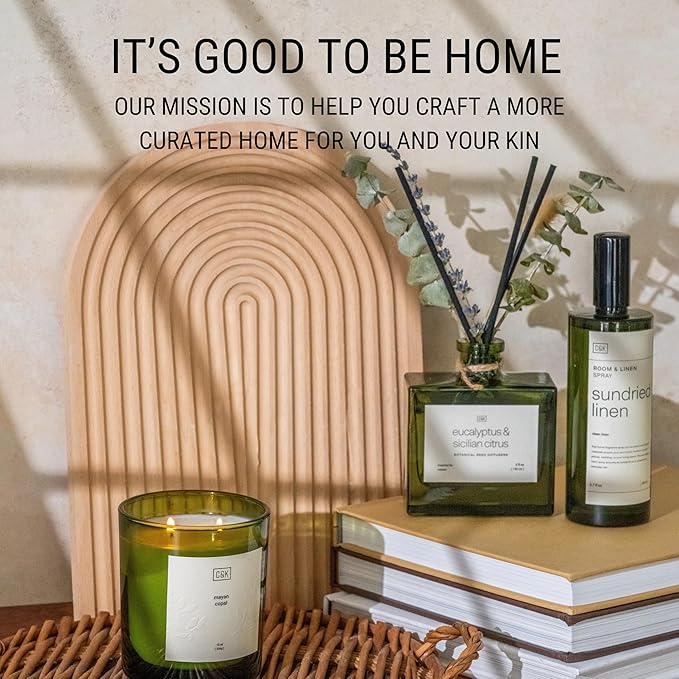 Craft & Kin Reed Diffuser with Dried Flowers | 5 oz Sicilian Citrus & Eucalyptus Scented Fall Reed Diffusers for Home, Bathroom | Scent Sticks | Elegant Fragrance Home Decor for Men & Women