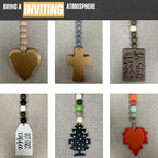 40" Handmade Farmhouse Bead Garland Wood with Tassel, Boho Chic Decorative String Beads Home Decor, Table Tiered Tray Country Wooden Accents (Autumn Joy: Grateful, Thankful, Blessed, 0.63" Diameter)