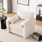 Chenille Oversized Armchair, 38.6" Wide Accent Chairs for Living Room & Bedroom Modern Lounge Chair, Upholstered Mid-Century Reading Chair, Comfy Living Room Chair, Single Sofa Chair, Beige