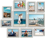 decorUhome Picture Frames Collage Wall Decor for Photo Gallery Display, Assorted Picture Frames set of 10 Including Two 8x10 / Four 5x7 / Four 4x6 for Family Wall Decor, Grey, 10 Pack