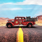 Retro Fire Truck Diecast Model - Metal Miniature Vehicles, Large Fire Fighting Truck Decor, 16.4'' Long