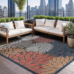 Beverly Rug Outdoor Rug 8x10 Modern Floral Tropical Area Rugs for Indoor and Outdoor Patio Easy to Clean Non Shedding Living Room Porch Garden Washable Outside Carpet (8 x 10 Brown)