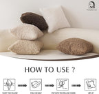 Foindtower 2 Pieces Teddy Faux Fur Throw Pillow Cover Decorative Sherpa Pillow Fuzzy Accent Pillowcases Soft Sheepskin Fleece Cushion Case for Bed Couch Living Room 18x18 Inch Chocolate