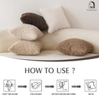 Foindtower 2 Pieces 20x20 Inch Chocolate, Faux Fur Throw Pillow Cover Accent Sherpa Pillow Fuzzy Soft Pillowcases Sheepskin Decorative Fleece Cushion Case for Bed Couch Living Room