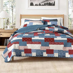 Great Bay Home 3-Piece King/California King Microfiber Quilt Set with Shams - Americana Patchwork Reversible Design - Lightweight, All-Season, Layerable Bedding Set