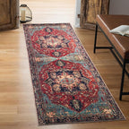 Keen Home Design 2x10 Rug - Machine Washable Runner Rug with Non-Slip Backing, Ideal for Hallway, Entryway, Kitchen, Laundry Room - Vintage, Easy Clean, Durable, Low Pile - (2'6" x 10')