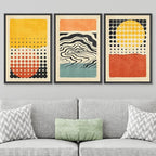 SIGNWIN Framed Canvas Print Wall Art Set Mid-Century Colorful Polygon Collage Abstract Geometric Illustrations Graffiti & Street Art Modern Art for Living Room, Bedroom, Office - 24"x36"x3 Black