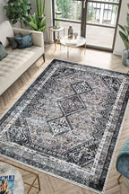 Keen Home Design 6x9 Rug - Machine Washable Area Rug with Non-Slip Backing, Ideal for Living Room, Dining Room, Bedroom - Vintage, Easy Clean, Durable, Low Pile Rug - (6' x 9')