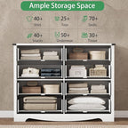 Dresser for Bedroom with 8 Drawers, 48" Wide Wood Chest of Drawers with Deep Drawers & Mental Handle, Modern Dresser TV Stand, Wooden Closet Storage Organizer for Living Room, Hallway, Entryway, White