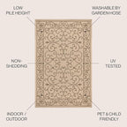 JONATHAN Y Vintage Filigree Indoor Outdoor Area Rug 6X9 Beige/Brown, Charleston Textured Weave for Backyard, Patio, Porch, Easy-Cleaning, High Traffic, Pet-Friendly, Non-Shedding (SMB106A-6)