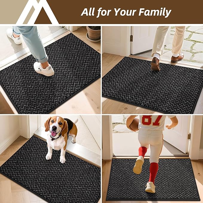 COSY HOMEER-Door-Mat 36"x60" Non Slip Absorbent Entryway Rugs Dirt Trapper Doormats Washable Entrance Mats Low Pile Welcome Floor Mat for Front Back Door and Entry Mats,Black