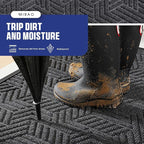 Mibao Front Door Mat Outside Entrance, Durable Outdoor Indoor Mat, Low Profile Heavy Duty Doormat, Non-Slip, Traps Dirt and Moisture, Easy Clean Patio Porch Entryway Mat, 17" x 29.5", Grey