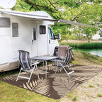 GENIMO Outdoor Rug 6' x 9' Waterproof for Patios Clearance, Reversible Outdoor Plastic Straw Camping Rug Carpet, Large Area Rugs Mats for RV, Camper, Deck, Balcony, Porch, Beach, Picnic, Coffee&Beige