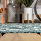 JONATHAN Y Vintage Filigree Indoor Outdoor Area Rug 5X8 Teal/Gray, Charleston Textured Weave for Backyard, Patio, Porch, Easy-Cleaning, High Traffic, Pet-Friendly, Non-Shedding (SMB106F-5)