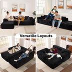 104" Cloudy Sectional L Shaped Couch for Living Room, No Assembly Required, Modular Comfy Sofa with Deep Seat, Fluffy Couch with Sleeper Chaise for Apartment Lounge (Black)