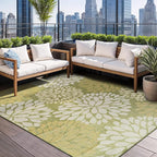 Beverly Rug Outdoor Rug 9x12 Modern Exotic Tropical Leaf Area Rugs for Indoor and Outdoor Patio Deck Porch Garden Water Resistant Washable Outside Carpet (9 x 12 Green)