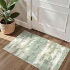 29"x17" Rugs for Entryway Entrance Kitchen Bathroom, Machine Washable Modern Abstract Soft Area Rug, Low Pile Indoor Floor Carpet with Non Slip Backing, Light Green