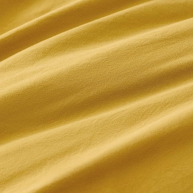 Bedsure Mustard Yellow Duvet Cover King Size - 3 Pieces Prewashed Cotton-Like Extra Soft Bedding Set, Includes 1 Duvet Cover 104x90 Inches with Zipper Closure & 2 Pillow Shams, Comforter Not Included