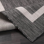 Bordered Outdoor Rug 6x9 Washable Outside Carpet for Indoor Patio Porch Waterproof Easy Cleaning Non Shedding Area Rugs Gray 6 x 9