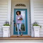 Step2 Atherton Square Planter, Large Planters for Outdoor Plants, Gardening and Flower Pot for Patio or Porch, Efficient Drainage, Durable Plastic, Classic White