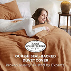 Bedsure Cotton Duvet Cover Queen - 100% Cotton Waffle Weave Hazel Duvet Cover Queen Size, GentleSoft™ and Breathable Bedding Set for All Season, 3 Pieces, 90"x90"