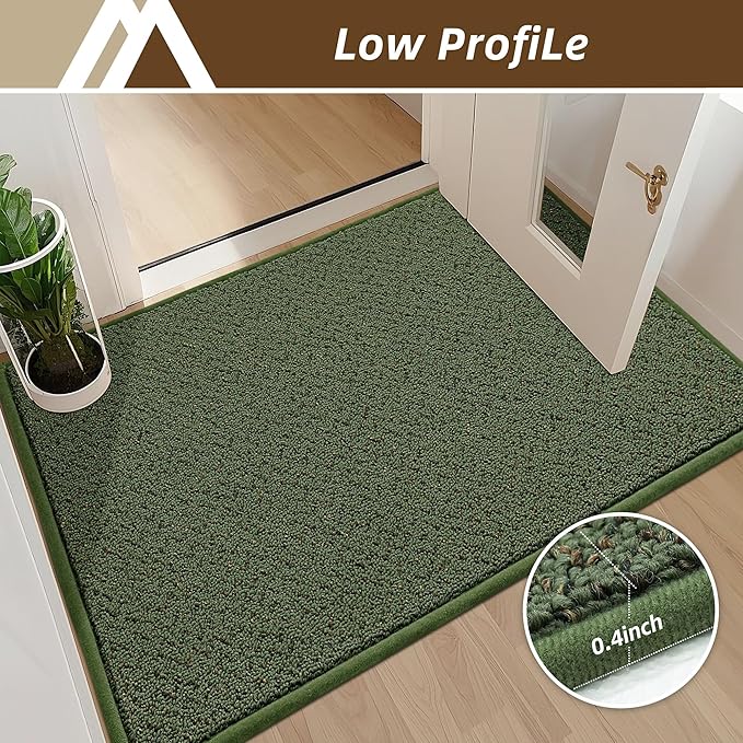 COSY HOMEER-Door-Mat 20" x 32" Non Slip Absorbent Entryway Rugs Dirt Trapper Doormats Washable Entrance Mats Low Pile Welcome Floor Mat for Front Back Door and Entry Mats,Green