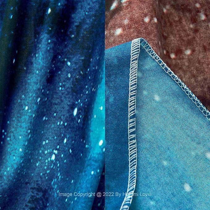 Galaxy Print Kids Bed Canopy, Girls Princess Canopy Dreamy Room Decor, Soft Hanging Reading Nook Play Tent Canopy, Extra Large Full Size Bed Canopy with String Light