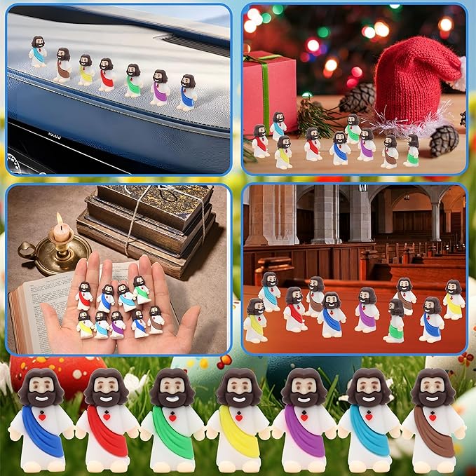 50 Pcs Baby Jesus Figures Mini Jesus Figurines in Bulk Original Design Tiny Miniature Jesus Figures for Hide and Seek, Religious Party Favors, Sunday School, Baptism Gift, Easter Egg Stuffers