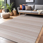 Stripe Outdoor Rug 6x9 Washable Outside Carpet for Indoor Patio Porch Waterproof Easy Cleaning Non Shedding Area Rugs Beige 6 x 9