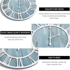 1st owned Wall Clocks for Living Room Decor,24" Vintage,Round Silent Non Ticking,Black Metal,Modern Wood Clocks for Home Bedroom,Kitchen,Garden,Office,Cafe,Modern Wall Decoration -Roman Numerals