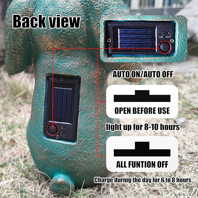 Rabbit Solar Welcome Garden Statues Outdoor Décor-Rabbit Figurines Solar LED Light Lawn Ornaments - Yard Decorations for Patio, Balcony, Backyard -Unique House Warming Gifts for Mom