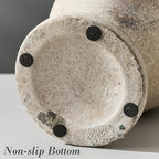 Ceramic Rustic Flower Vase with Handles, 8.46 Inch Tall Vintage Pottery Home Decor, Farmhouse Terracotta Vase for Living Room, Table, Shelf, Mantel Decoration, Farmhouse- Brown