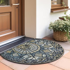CHICHIC Entrance Door Mat Large 24 x 36 Inch Entry Way Doormat Front Door Rugs Outdoors Heavy Duty Welcome Mat Non Slip Rubber Back Low Profile for Garage, Patio, High Traffic Area, Blue