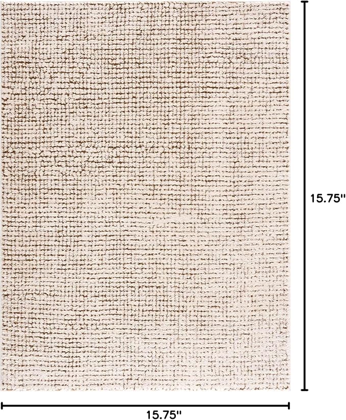 BoutiqueRugs Keita Contemporary Mosaic Area Rug - High Pile Fluffy Soft Shag Carpet for Living Room, Bedroom - Cream, Brown - 18" x 18" Sample