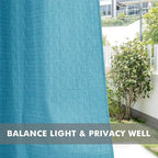 HolidayIdeas 4 Panels Faux Linen Outdoor Curtains for Patio Waterproof Teal Curtains 110" Wide x 84" Long-Outside Wide Curtains Weatherproof Privacy Textured for Pergola, Porch, Gazebo, Backyard