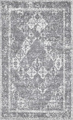 Unique Loom Rosso Collection Vintage, Traditional, Bohemian, Geometric, Distressed, Southwestern Area Rug, 5' 0" x 8' 0", Gray/Ivory
