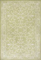 JONATHAN Y Vintage Filigree Indoor Outdoor Area Rug 5X8 Green/Cream, Charleston Textured Weave for Backyard, Patio, Porch, Easy-Cleaning, High Traffic, Pet-Friendly, Non-Shedding (SMB106H-5)
