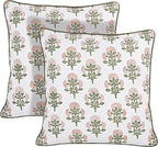 Ridhi Modern Farmhouse Pillow Covers Decorative Cotton Throw Pillow Covers Set of 2 Taupe Cushion Covers with Piping for Couch Sofa Bed Living Room Spring Home Decor 16x16