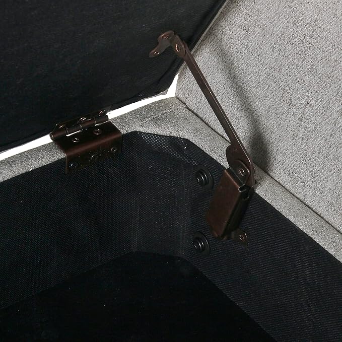 HomePop Modern Storage Bench with Wood Legs Home Décor|Bench with Storage for Living Room & Bedroom - Light Gray Woven