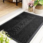 Mibao Front Door Mat Outside Entrance, Durable Outdoor Indoor Mat, Low Profile Heavy Duty Doormat, Non-Slip, Traps Dirt and Moisture, Easy Clean Patio Porch Entryway Mat, 47" x 32", Black