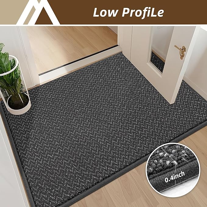 COSY HOMEER-Door-Mat 36"x60" Non Slip Absorbent Entryway Rugs Dirt Trapper Doormats Washable Entrance Mats Low Pile Welcome Floor Mat for Front Back Door and Entry Mats,Dark Grey