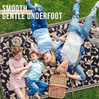 OLANLY Waterproof Outdoor Rug 5x8 ft, Outdoor Plastic Straw Rug with Flower Pattern, Reversible RV Mat for Patio, Camping, Balcony, Deck, Backyard, Black & Beige