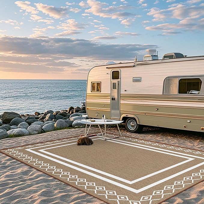 Outdoor Patio Rug, Outside Rectangular Carpet, Moroccan Geometric Rugs, Washable Large Indoor Outdoor Rug 6x9 Mats for RV, Picnic, Backyard, Deck, Balcony, Porch, Beach
