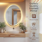 OVALCREST - Oval Wooden Beveled Wall Mirror for Home Decor, Bathroom, Vanity, Bedroom, Living Room, Hallway - London Style (Gold Leaf) 17.1 x 21.1