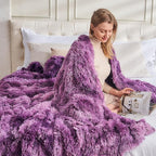 GONAAP Fuzzy Faux Fur Throw Blanket Queen Size Tie-dye Violet Purple Super Soft Cozy Plush Fuzzy Shaggy Blanket for Couch Sofa Bed (Tie-dye Violet Purple, Queen(90"x90"))