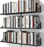 Heimlove Floating Shelves for Wall, 36 Inch Long Wood Floating Bookshelf Set of 3, Wall Mounted Hanging Shelf for Bathroom Bedroom Kitchen, Black