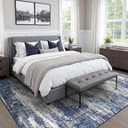 Area Rugs 6x9 for Living Room Bedroom, Modern Abstract Machine Washable Rug, Large Soft Low Pile Floor Cover with Non Slip Backing for Dining Room, Navy Blue Gray