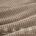 Bedsure Cotton Duvet Cover Full - 100% Cotton Waffle Weave Khaki Duvet Cover Set, GentleSoft™ and Breathable Tan Bedding Set for All Season, 3 Pieces, 80"x90"