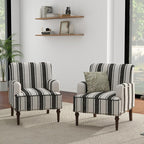 UIXE Stripe Accent Chairs Set of 2, Living Room Arm Chair Modern Nailhead Trim Club Armchair, Comfy Upholstered Sofa Lounge Seat Reading Seat Bedroom Side Seating for Home Office, Black