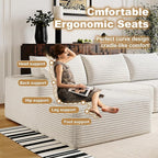 108" Sectional Couches for Living Room Modern Modular Sofa with L-Shape Couchs Upholstered Boneless Couch Deep Seat Sectional Couch with Chaise (White, Left Facing Chaise+2Seaters+1Ottoman)